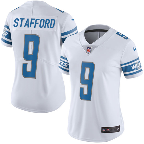 Nike Lions #9 Matthew Stafford White Women's Stitched NFL Vapor Untouchable Limited Jersey - Click Image to Close